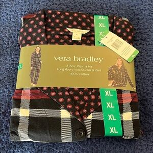 Vera Bradley Black and Red Plaid Pajama Set Size XL NWT